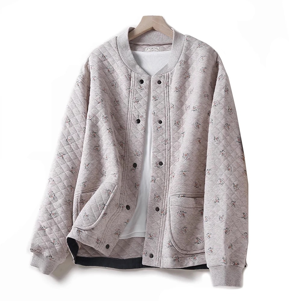 [最安値挑戦]！ジャンパー 長袖 ライトアウター 花柄 スタジャン アウター ショートジャケット スタンドカラー 秋冬 オーバーサイズ レディース ジャケット