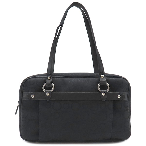 サルヴァトーレ・フェラガモ Salvatore Ferragamo ハンドバッグ ガンチーニ キャンバス レザー ブラック シルバー金具 ショルダー 黒 【保存袋】【中古】