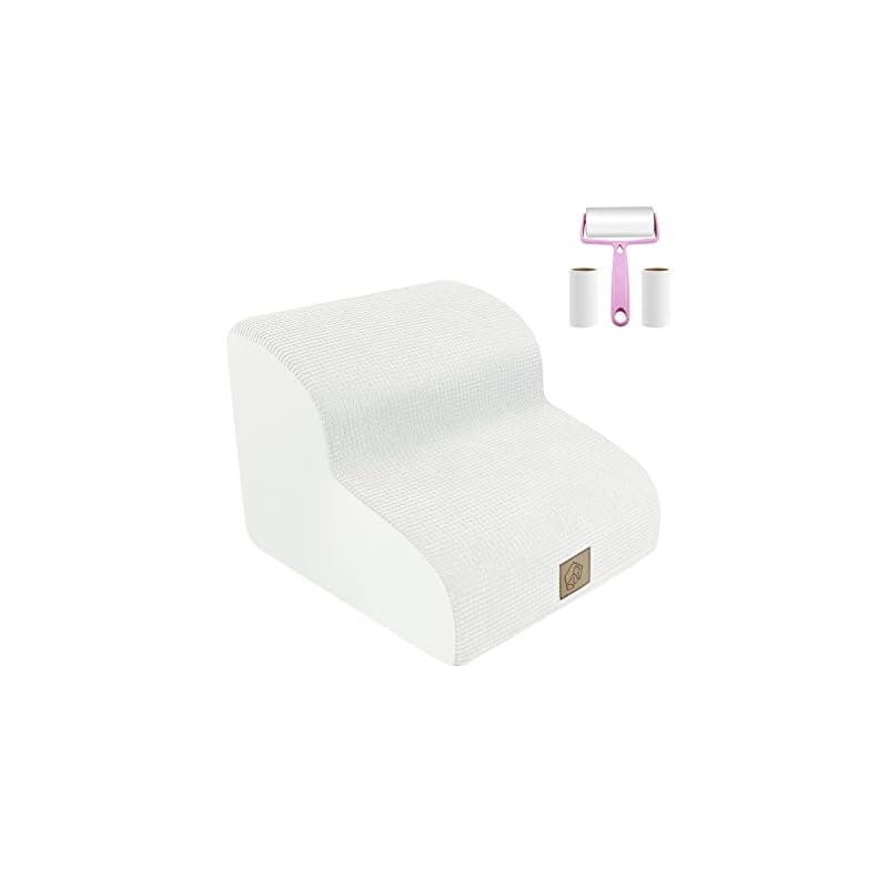 犬ステップ スロープ 2段 犬階段 滑り止め 耐荷重30KG ペット用階段 取り外し可能 洗濯便利 耐久性 ペットステップ 怪我防止 老犬介護 粘着クリーナーつき (ホワイト)