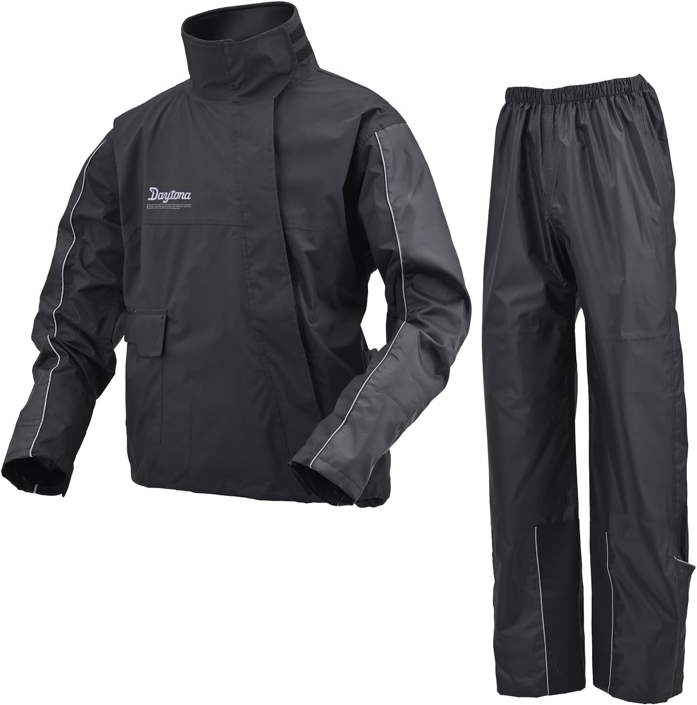 Daytona バイク用 レインウェア 上下セット 耐水圧20000mm ストレッチ 止水ファスナー 防水 ハイパフォーマンスレインウェア DR-001 メンズ ブラック L