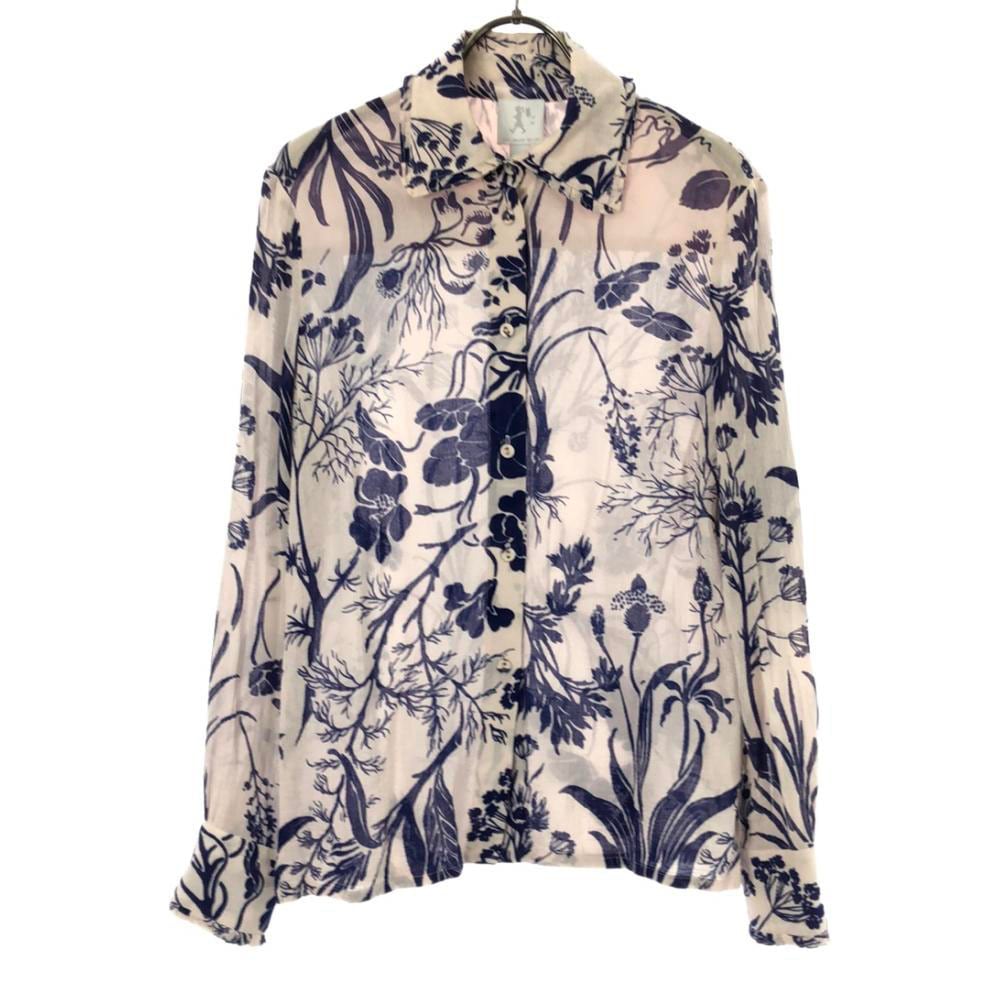 カレンウォーカーラナウェイ 花柄 長袖 フリルカラー ブラウス US4 ライトピンク KAREN WALKER RANAWAY 楊柳 レディース