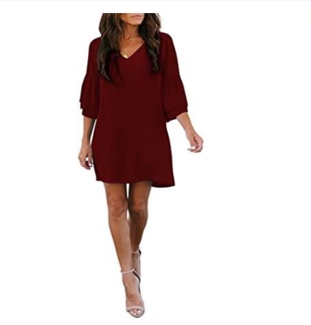 v-ネックホーンドレスアマゾンホットセラーヨーロッパとアメリカの気質女性の夏のカジュアルルーズルーズラージサイズ - ラインスカート