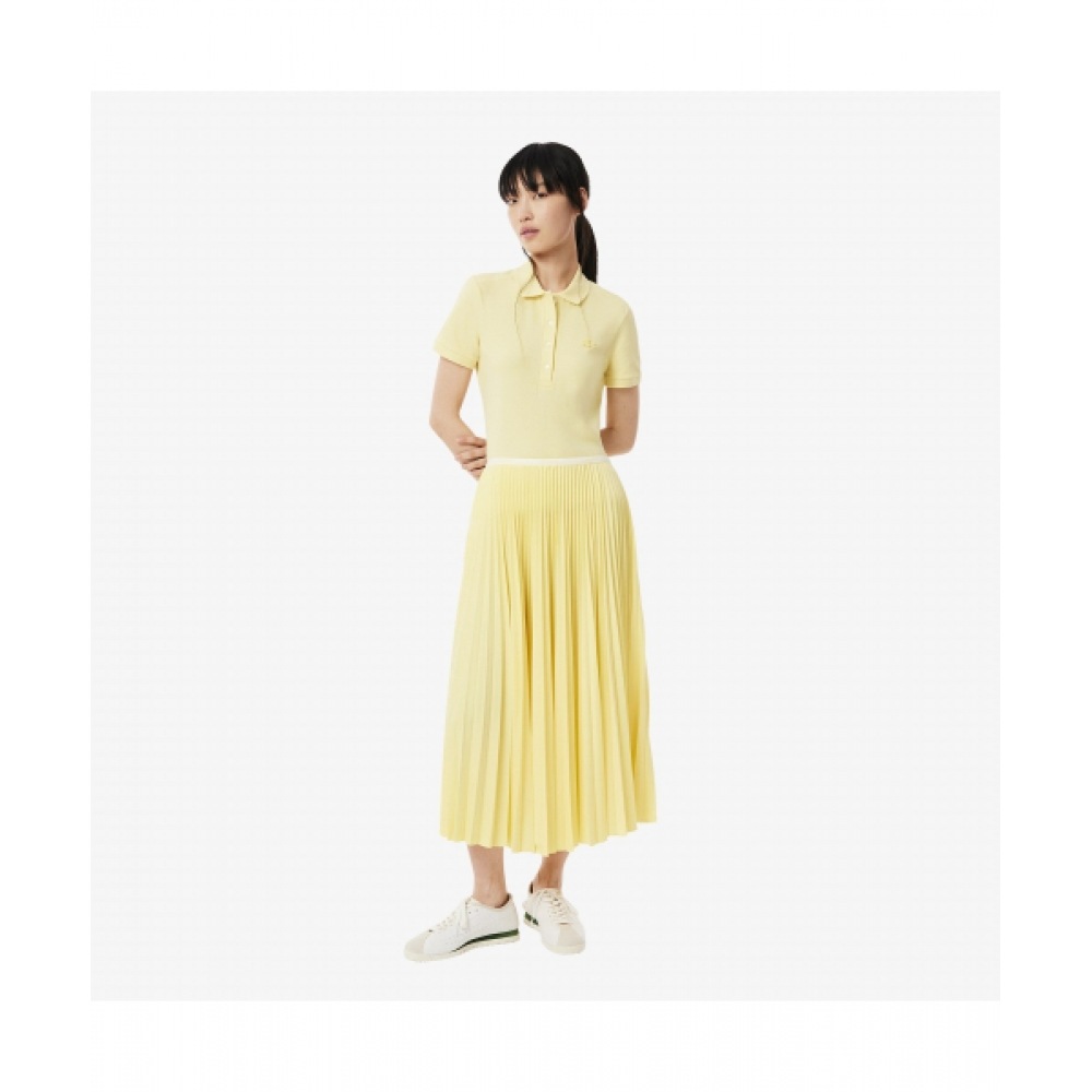 LACOSTE レディースエッセンシャルロングプリーツスカート [ライトイエロー]
