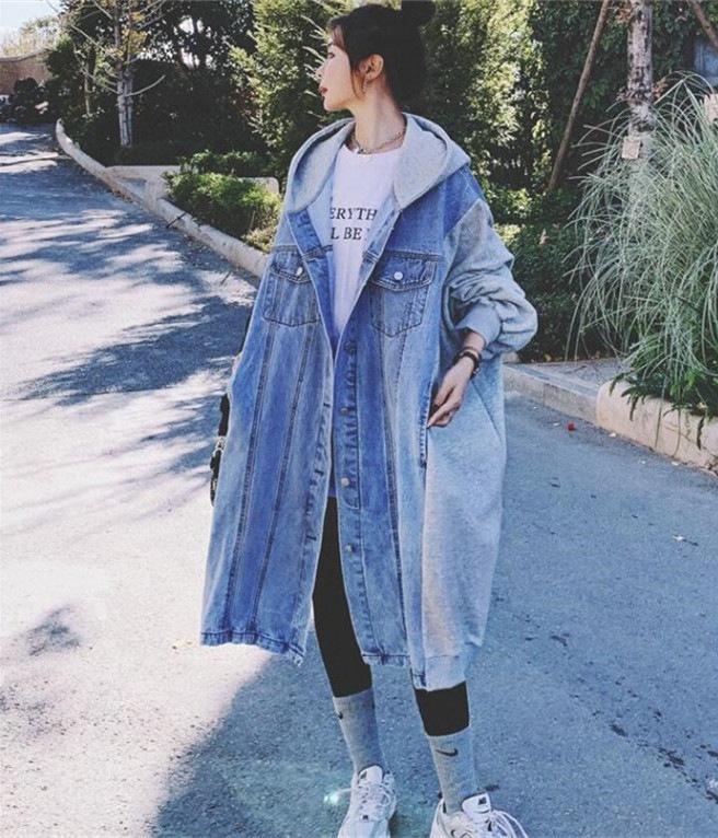 トレンチコート レディース デニム ロング丈 切替 カジュアル 春 秋 アウター