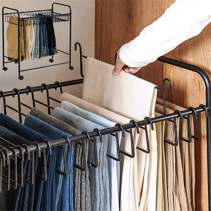 スラックスハンガー 大容量 20本掛け キャスター付き ホワイト ブラック###ラックKJ-20G-###