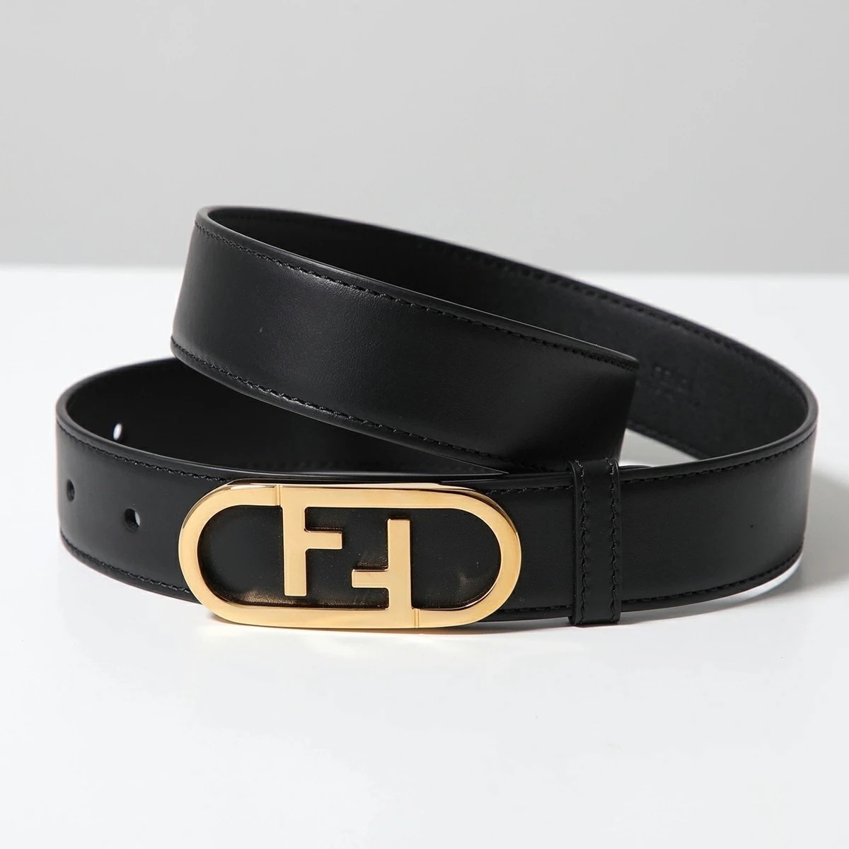 FENDI フェンディ ベルト OLOK オーロック 8C0653 AAIW レディース レザー FFロゴ バックル F0KUR/NERO+ORO