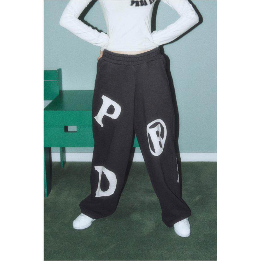 PRENDA PRDA BIG PATCH LOGO WIDE PANTS DARK CHARCOAL PRTV