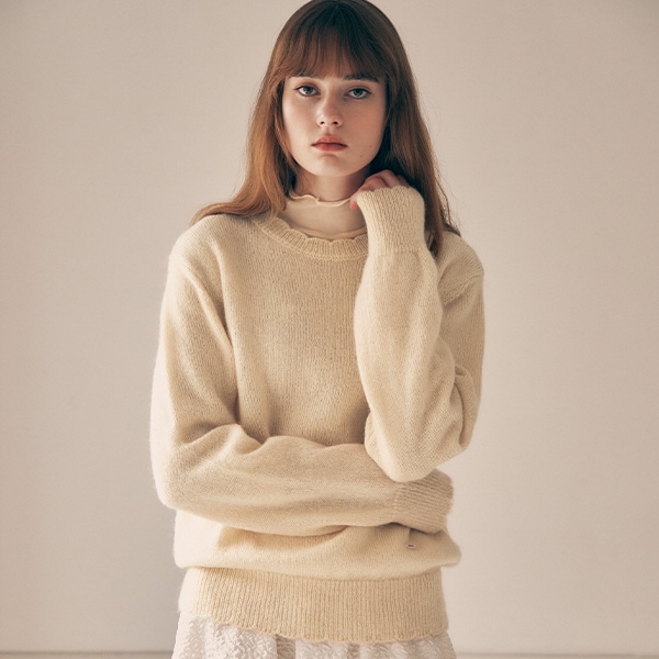 MOHAIR WOOL BLENDED KNIT BUTTER