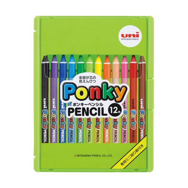 (まとめ) 三菱鉛筆 色鉛筆 800ポンキーペンシル 12色（各色1本） K800PK12CLT 1パック (10セット)