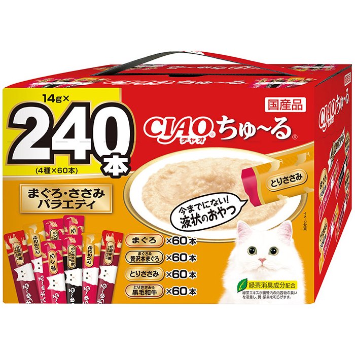 いなば　ＣＩＡＯちゅーる　ボックス　まぐろ・ささみバラエティ　１４ｇX２４０本　ＣＲＣ35―25―90―10―00