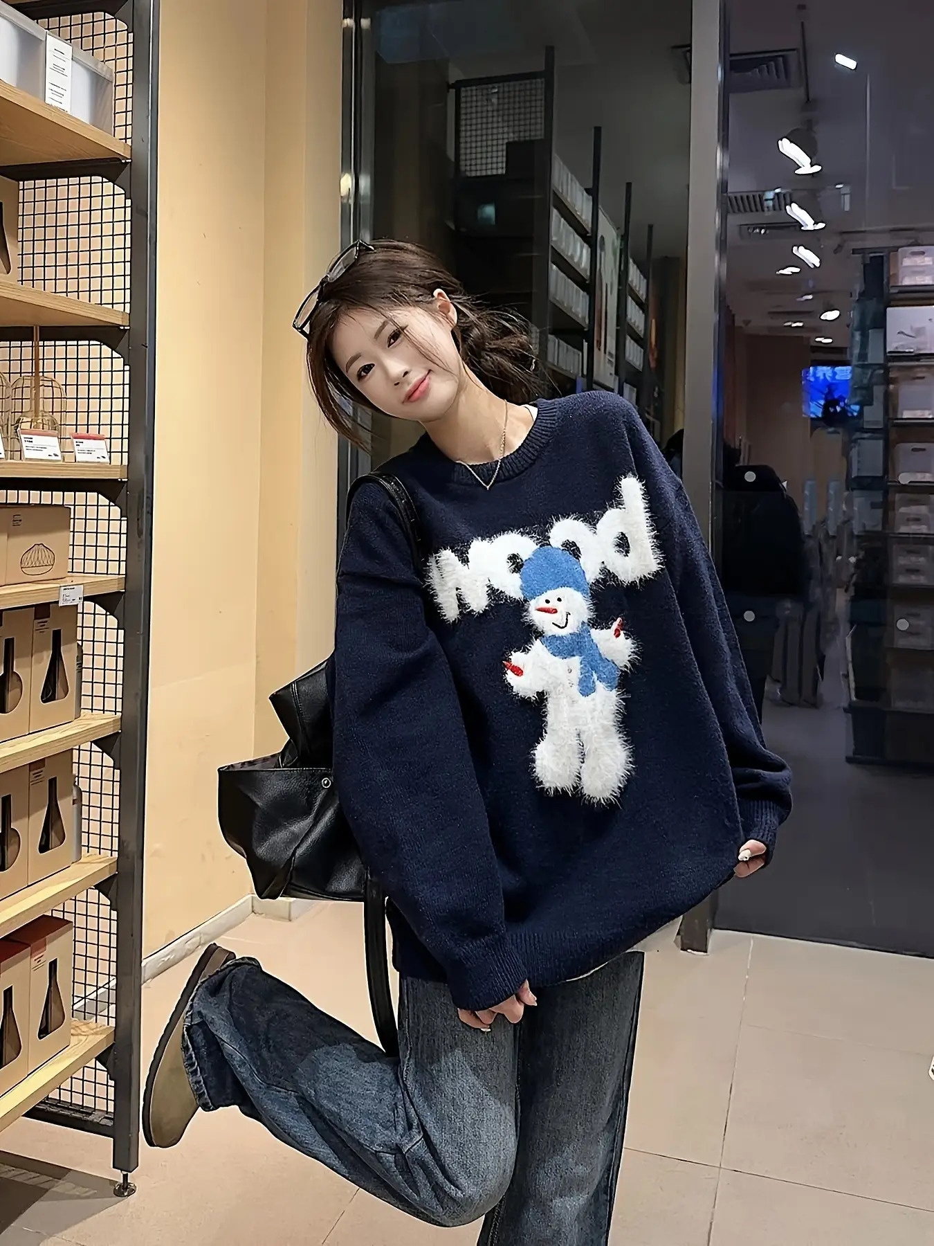 【2025年秋冬新作】韓国風 レイジースウェーター レディース ハイエンド ラウンドネック ゆったり プルオーバー トップス カジュアル アルファベット柄