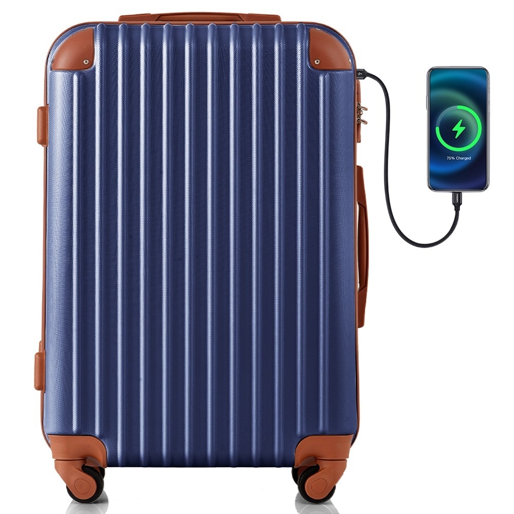 【国内出荷 - 3日配達】スーツケース Mサイズ キャリーバッグ USB充電ポート付き カップホルダー付き キャリーケース 超軽量 TSAロック搭載 4日-7日 中型~52