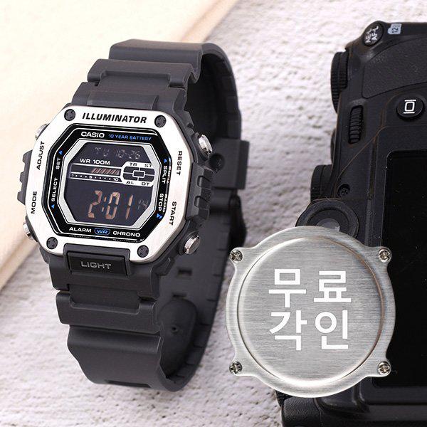 無料刻印 MWD-110H-8B デジタル メンズ ウレタン時計 d
