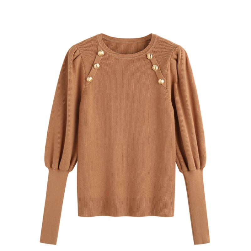 3color レディース トップス ニット 長袖 ボタン オーバーサイズ ベージュ ブラック