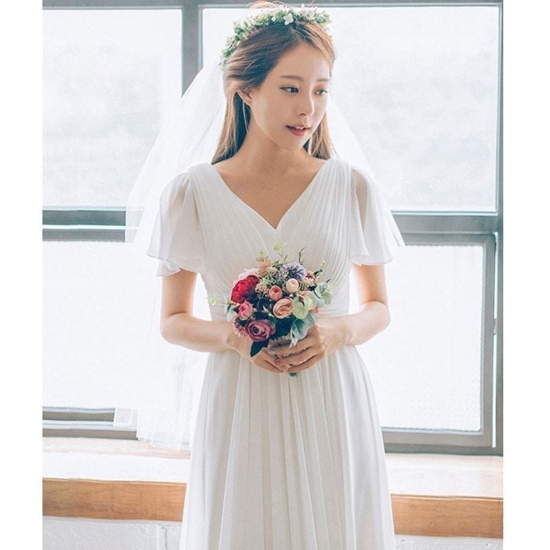 2024新作 パーティードレス 高級感 気質 ワンピース 花嫁ロングドレス 結婚式ワンピース 結婚式 ドレス ウェディングドレス 白 ロングドレス 韓国ファッション38-38