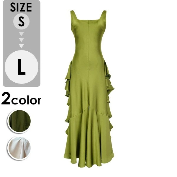 ワンピース レディース キャミワンピース 夏 おしゃれ Aライン 個性的 セクシー グリーン ホワイト ロング丈 きれいめ 旅行 デート dd007lalajc