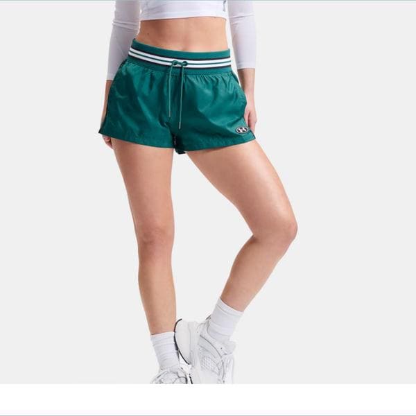 6009947-338 グリーン UA アイコン ウーブン ヘリテージ 女性 ショーツ 短パン
