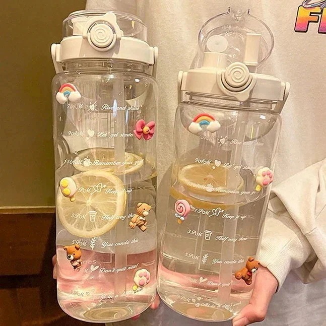 大容量水カップ コップ ダブル 春夏運動 携帯に便利です プラスチック やかん 高温に強いです 男生女生兼用