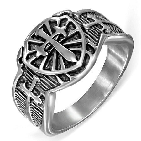 シールドクロスステンレスリング（RMT202）指輪 15-31号 選べる 印台型 十字架 騎士の盾 かっこいい 大きい男性 女性 プレゼント アクセサリー 親人差し中小指 r0634xxxxxxxx 4,675円