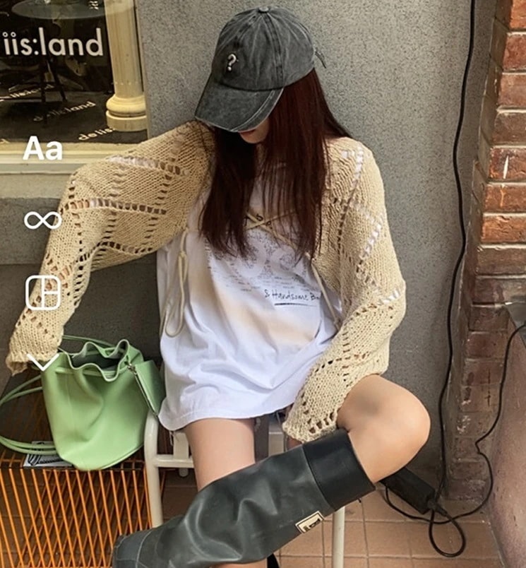 セットアップ レディース Tシャツ ニット セーター 2点セット 長袖 ラウンドネック 襟なし クロシェ 透かし編み 重ね着 かわいい カジュアル お洒落 普段使い お出かけ 白 ベージュ ワンサイズ