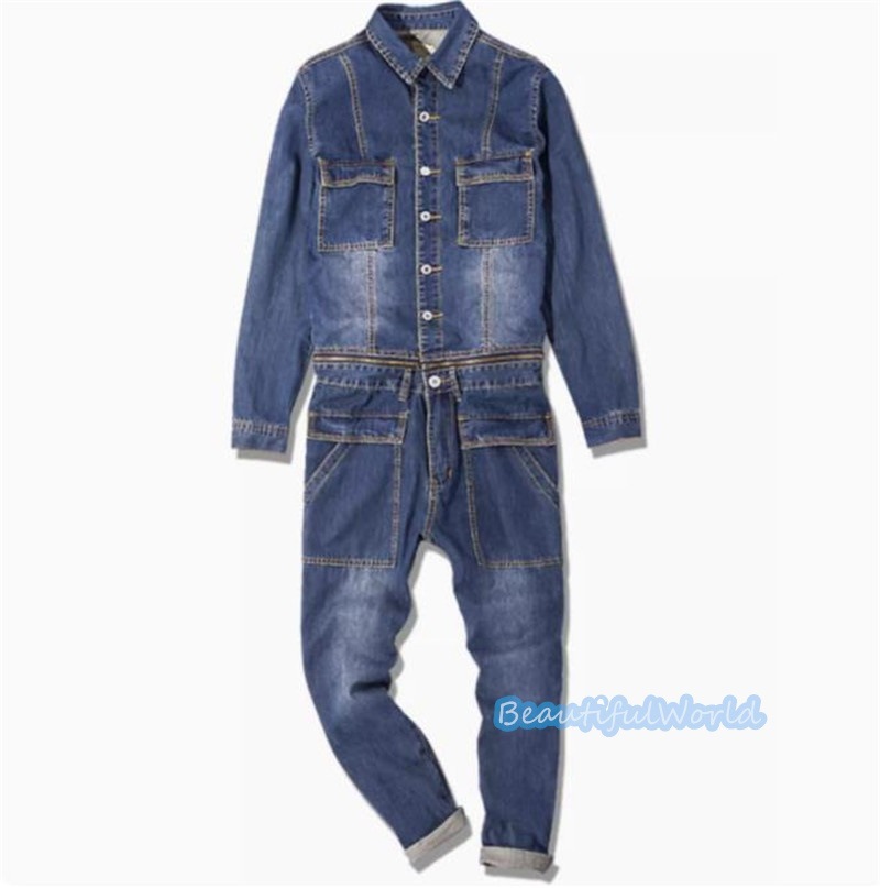 ツナギ メンズ カバーオール ジャンプスーツ オールインワン サロペット オーバーオール バイカー ツーリング 春 夏 秋 冬 ストリートアメカジ 作業服 お洒落24bdk65