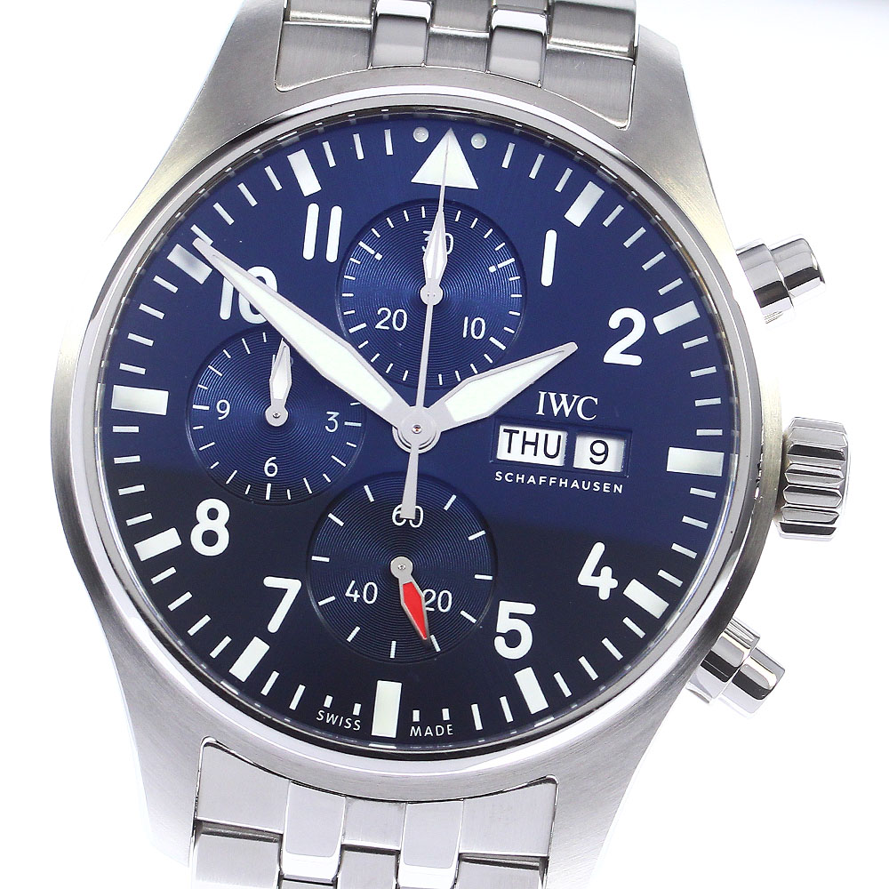 IWC IWC SCHAFFHAUSEN IW378004 パイロットウォッチ クロノグラフ デイデイト 自動巻き メンズ 美品 箱保証書付き_760020【中古】