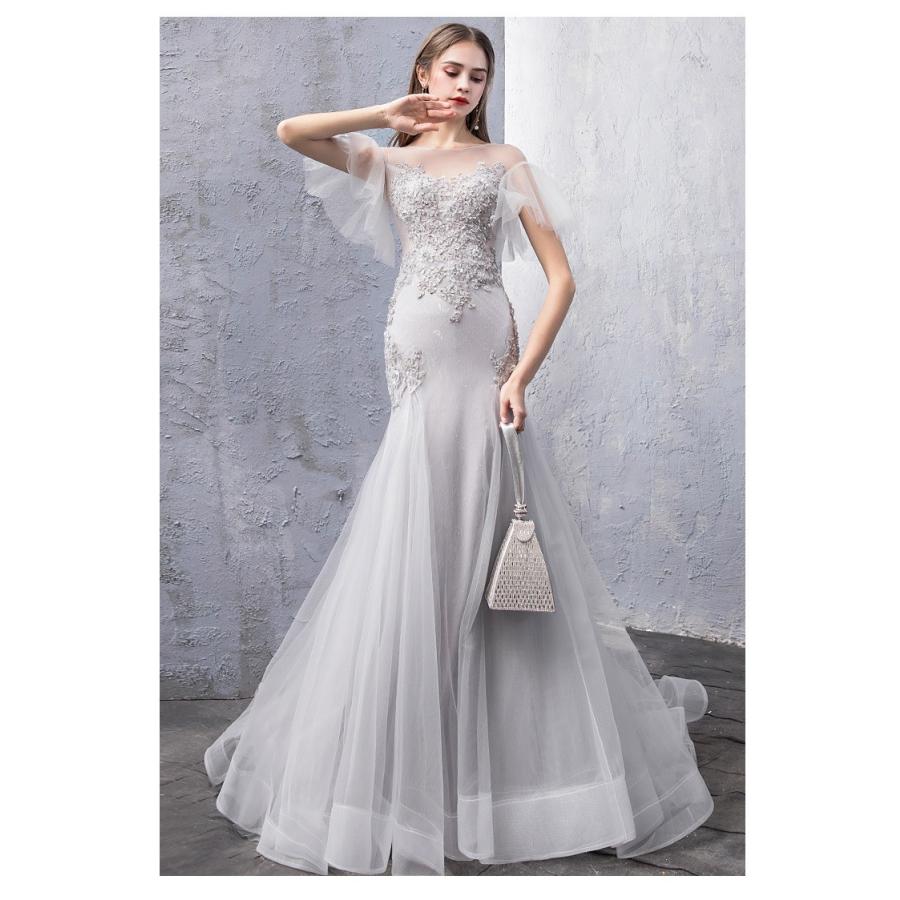 パーティードレス ナイトドレス ウエディングドレス 高級感 ステージ衣装 二次会 結婚式ワンピース ロングドレス 演奏会 発表会 お食事会 トレーンドレス-125