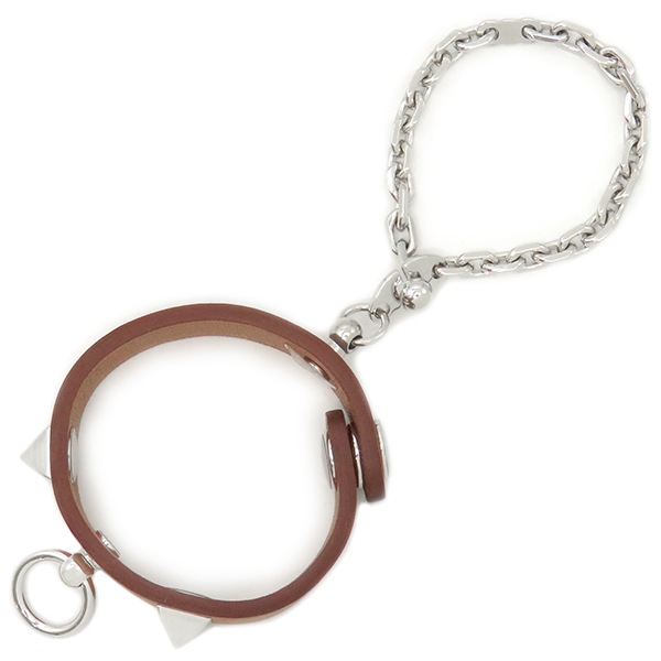 エルメス HERMES グローブホルダー リヴァル ヴォースイフト メタル ゴールド シルバー金具 茶 【箱】【中古】革手袋