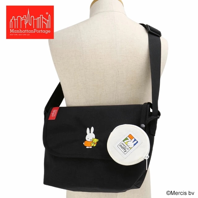 ナイロン メッセンジャーバッグ（SM）バックポケット ミッフィー 70周年 [MP1605JRBPDMGNTMF70] メンズ・レディース 鞄 ショルダーバッグ 記念ポーチ付き Black 正規取扱店