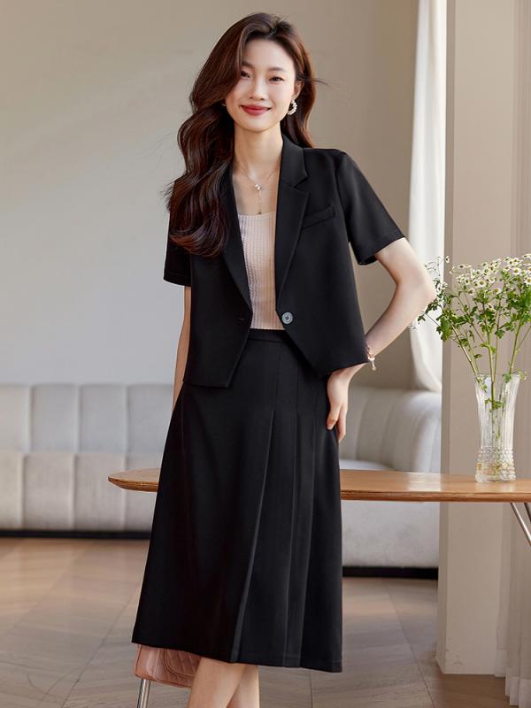 レディース スーツ ビジネス オフィス スカート ツーピース サマー セットアップ ツーピース 高級感 薄手 半袖 モダン エレガント
