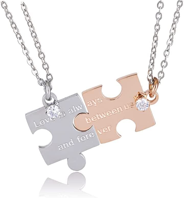 ペアネックレス カップル プレゼント ジュエリー メンズ レディース シルバー＆ピンクゴールド(シルバー/ピンクゴールド)