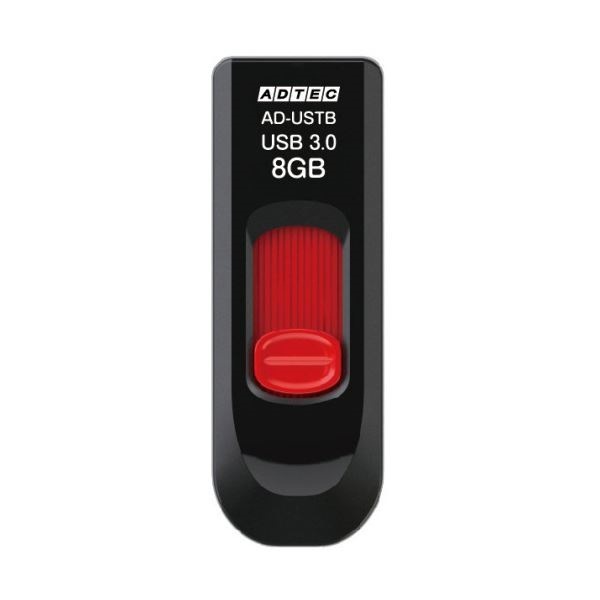 （まとめ）アドテック USB3.0スライド式フラッシュメモリ 8GB ブラック&レッド AD-USTB8G-U3R 1個3セット