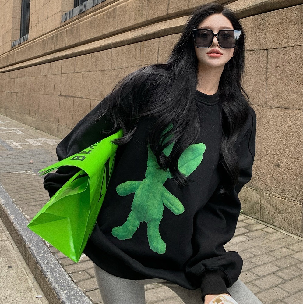 レディース 3COLOR 長袖 トレーナー スウェット Tシャツ トップス カットソー プリント アニマル うさぎ トレーナー ロン 大人可愛い ママコーデ ママファッション 韓国系 オルチャン 人気