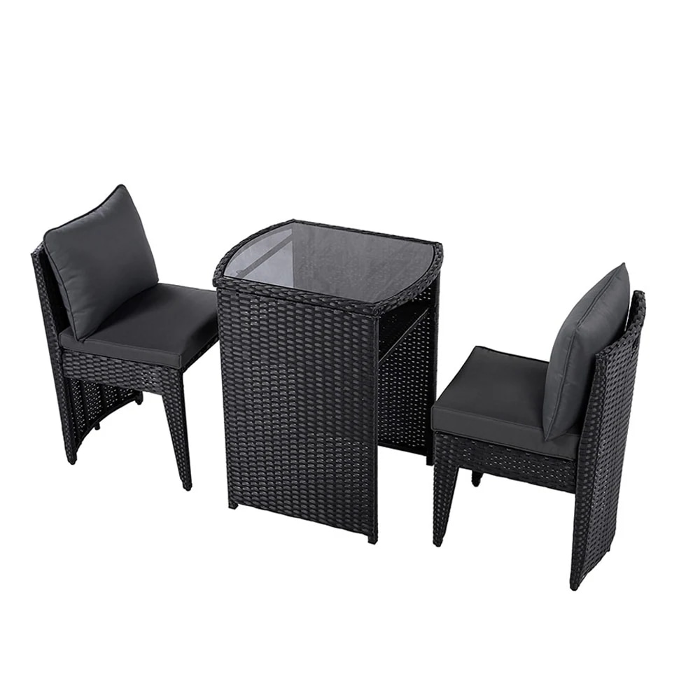 【国内即日発送】ガーデンファニチャーセット 3点セット ラタン調 コンバクト収納 ガーデンファニチャー ベランダテーブル ガーデンテーブル ガーデンチェアー テーブル コンパクト 屋外家具 ガーデンフ