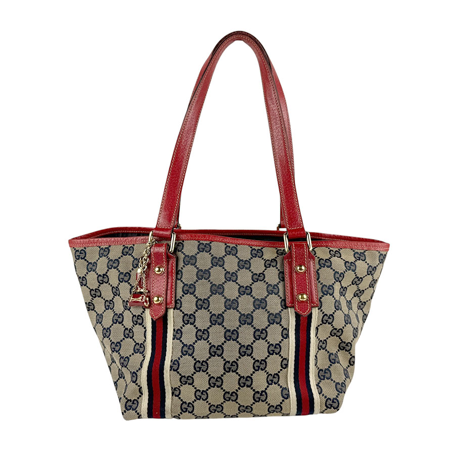 グッチ GUCCI ショルダーバッグ GGキャンバス/レザー ネイビー/ベージュ/レッド ゴールド レディース 137396 z6094