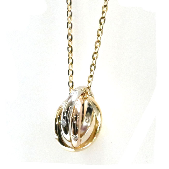 CARTIER カルティエ K18YG/PG/WG ベビートリニティ 15Pダイヤ ネックレス ダイヤモンド 3.9g 40.5cm レディース 中古 美品