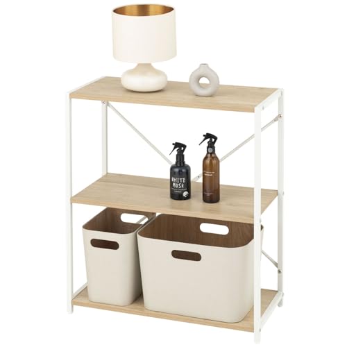 ドウシシャ すっきり収納 フリーラック ナチュラル 3段 木目×スチール 幅63.5 × 奥行30 × 高さ72cm SS65-3NA オープンシェルフ 北欧風デザイン 省スペース収納棚 リビング・キ