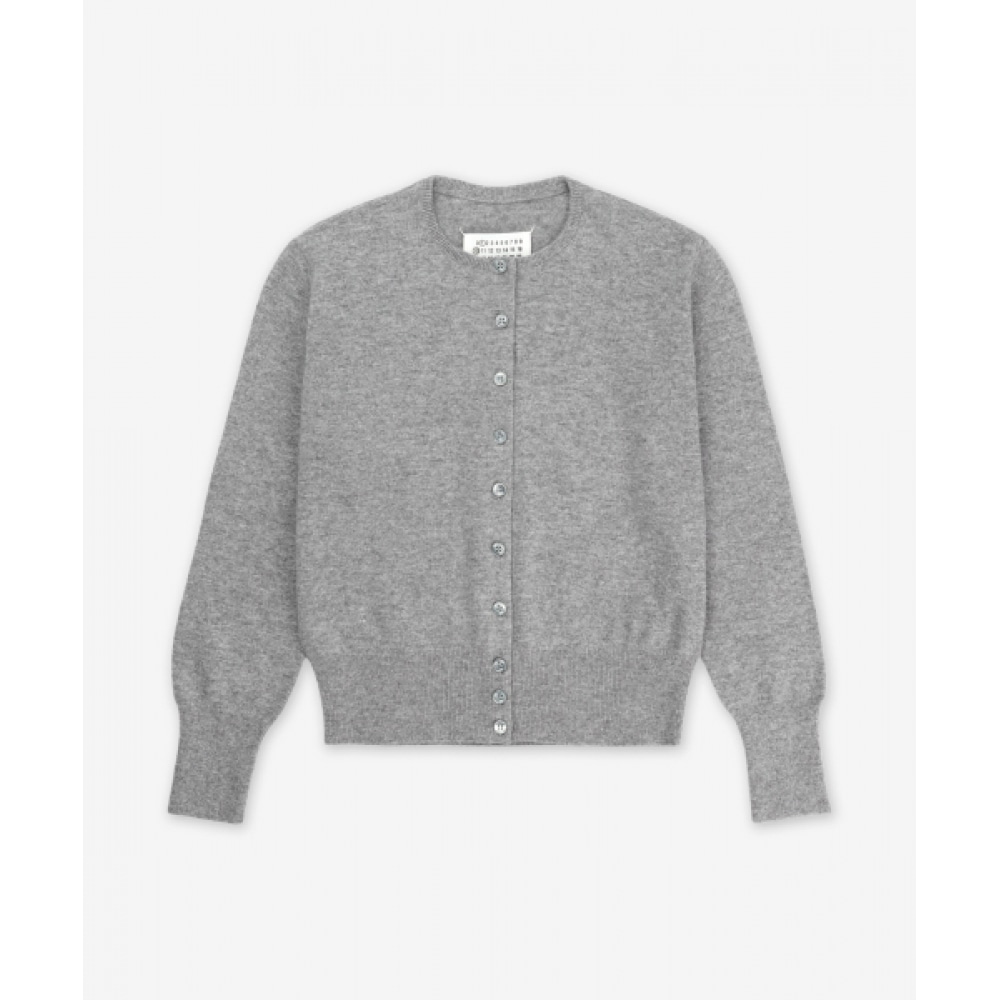 MAISON MARGIELA 4ステッチラムウールクルーネックカーディガン-ミディアムグレー/S51HP0016M13090858M