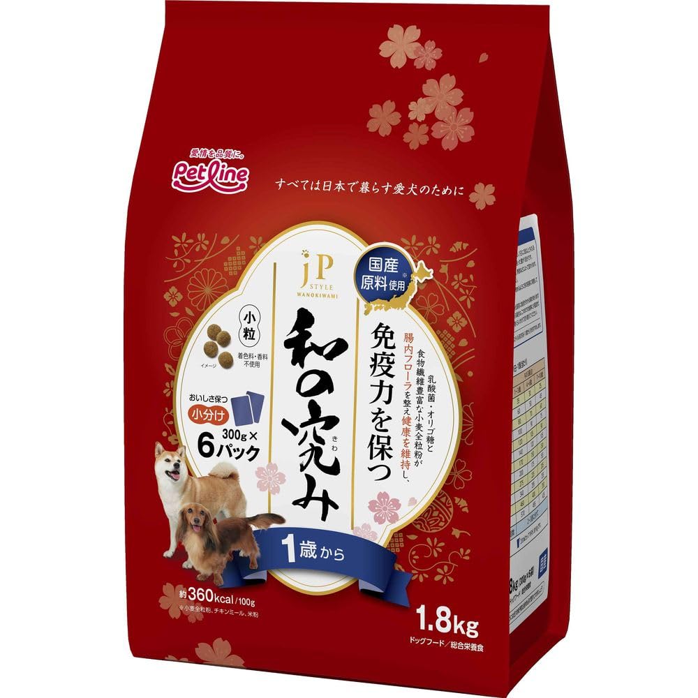 (まとめ買い)ペットライン JPスタイル和の究み 小粒 1歳から 1.8kg(300g×6) 犬用フード 【×3】