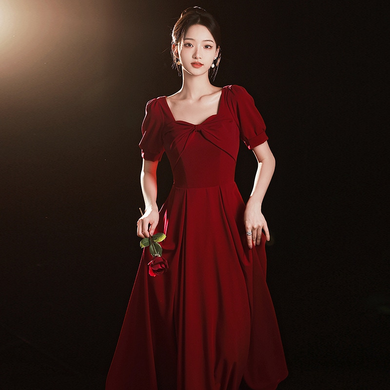 秋 ドレス 大きいサイズ ロングワンピース 新作 レッドドレス ウェディングドレス 結婚式 レディース