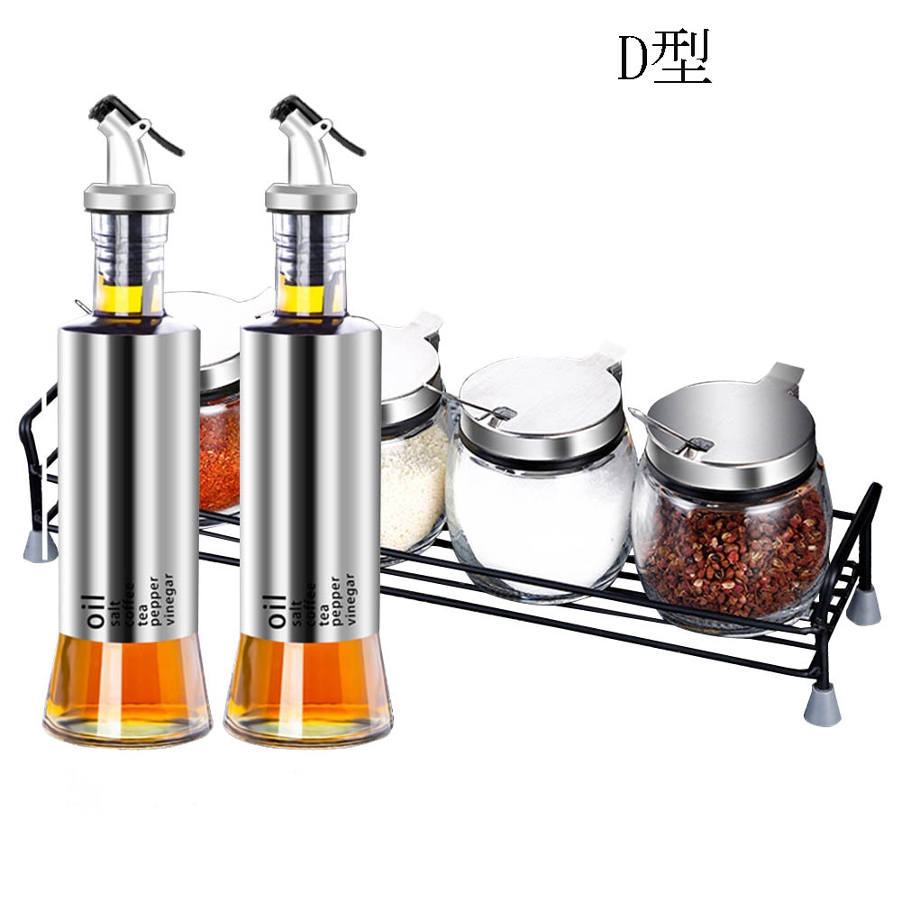 キレイに 収納 調味料 スパイス ラック ガラス 瓶 4個セット+2本　オイルボトル 調味料入れ　おしゃれ 家庭用　業務用　に