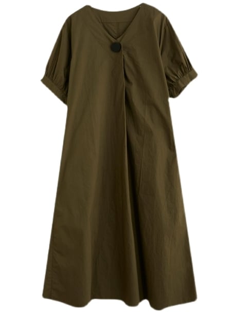 レディース ワンピース ロング 半袖 ラウンドネック 襟なし ワイド Aライン ポケット 大人可愛い シンプル カジュアル ラフ ルーズ クール ナチュラル 無地 夏 ママ 20代 30代 40代