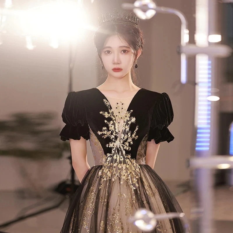 ウエディングドレス 結婚式ドレス パーティードレス ロングワンピース ドレス ロングドレスパーティードレス 結婚式会 イブニングドレス 夏の雰囲気 黒 司会者 宴会