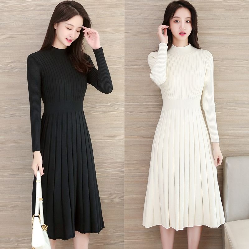 シンプル インナーワンピース 秋冬 長袖 きれいめ レディース aライン ワンピース ニットワンピース プリーツワンピース インナーウエア きれいめ ニットワンピ 大人ワンピース おしゃれ 新品入荷