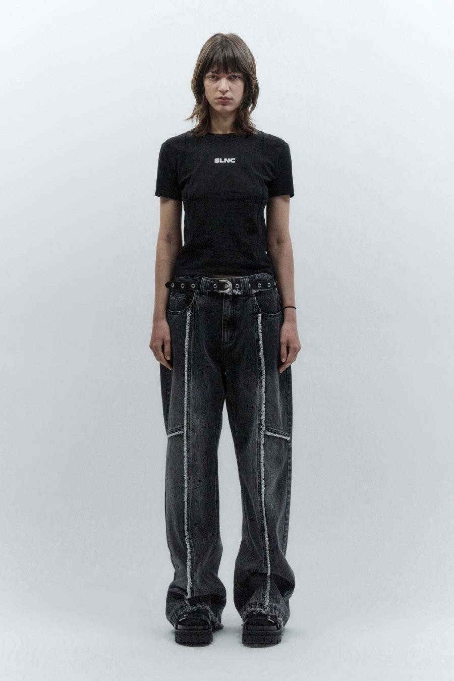 【INSILENCE】 TESLE DIVIDE DENIM : BLACK