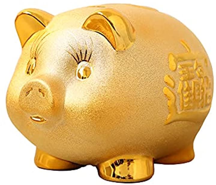 Qoo10] 豚の貯金箱 ゴールド ブタ pig 風水 : キッズ