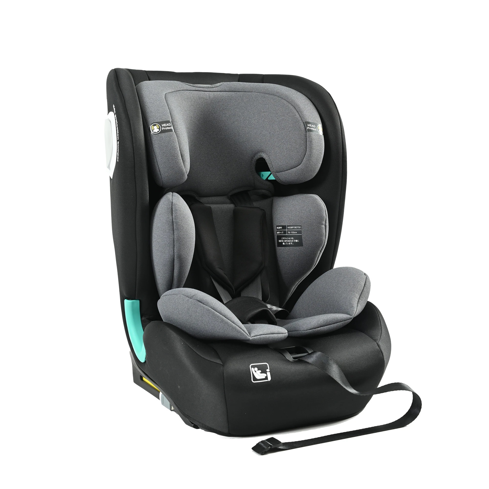 1779【トップテザー】安全基準R129 チャイルドシート ISOFIX 約15ヶ月～12歳 76～150cm ジュニアシート 調節可能 洗える ベビーシート 出産祝い 車【ブラック+ダークグレー 】