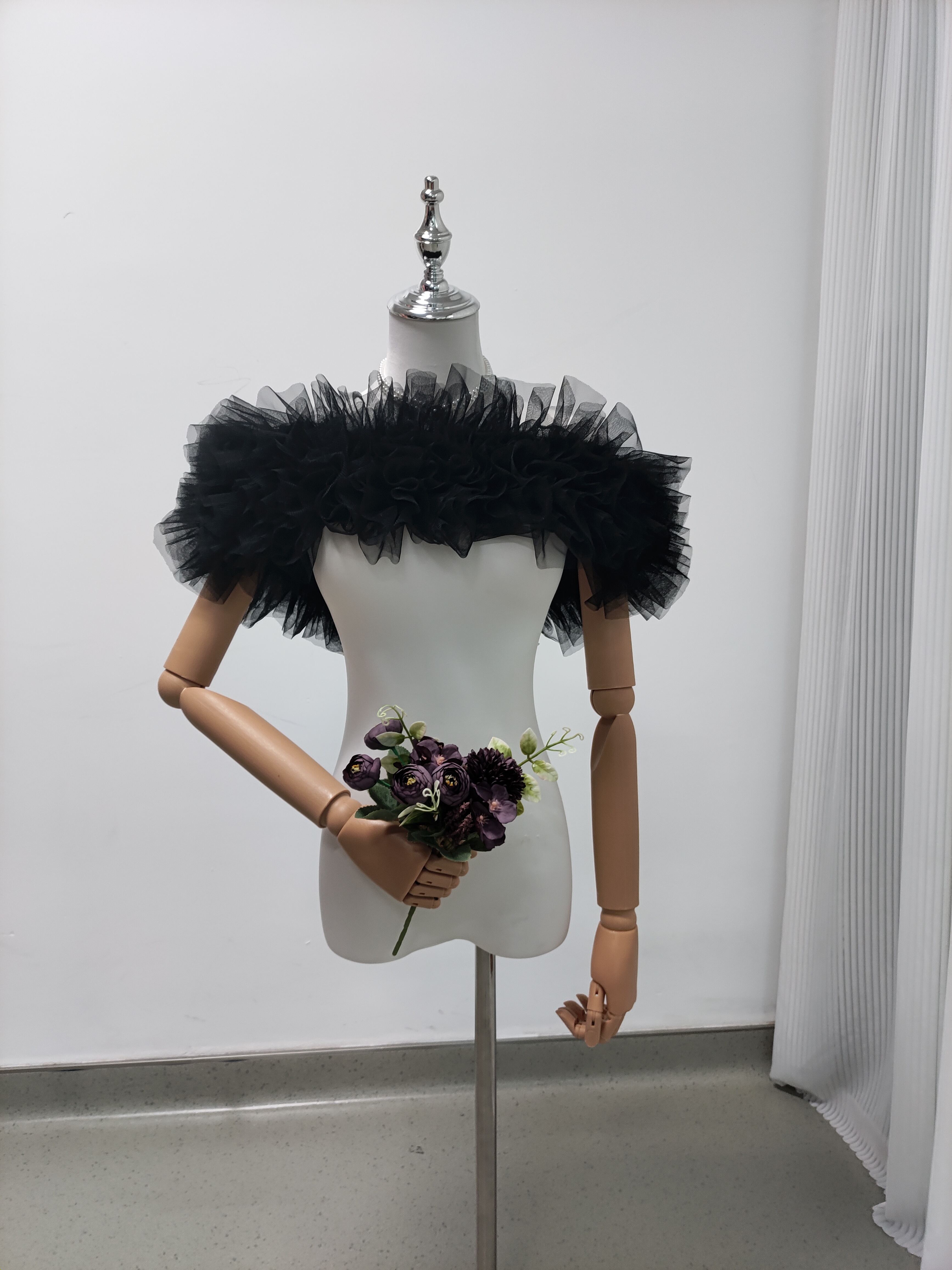 オフショルダー 取り外し ブラック ストレッチ ソフトチュール 可愛い 花嫁/前撮り