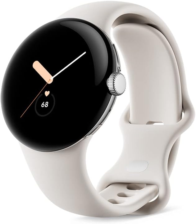 Google グーグル Pixel Watch 心拍計機能 Polished Silver ステンレス ケース / Chalk アクティブ バンド(Wifi)GA03182-TW 小