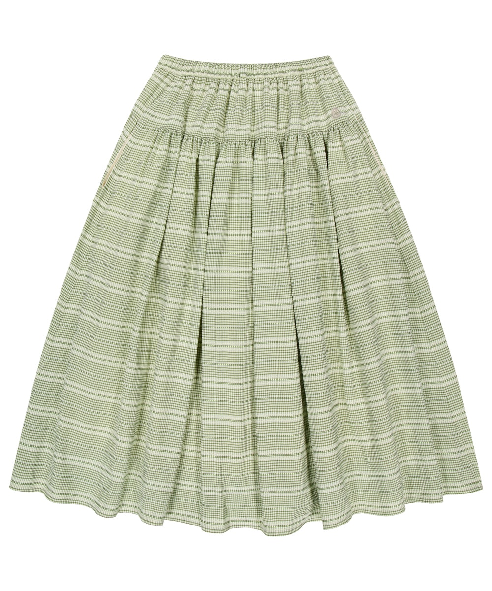 【COYSEIO】 25FW WIDE SHIRRING SKIRT : LIGHT GREEN